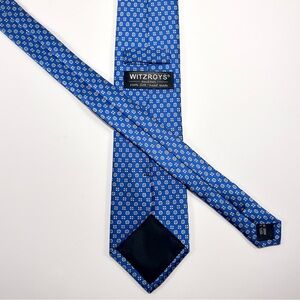 Witzroys Blue Floral Medallion Silk Tie Handmade Necktie 3.25” x 59”
